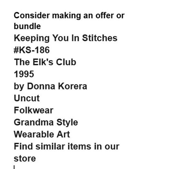 Keeping You In Stitches KS186 Pattern The Elks Club Vest Vintage Wearable Art - Picture 3 of 6